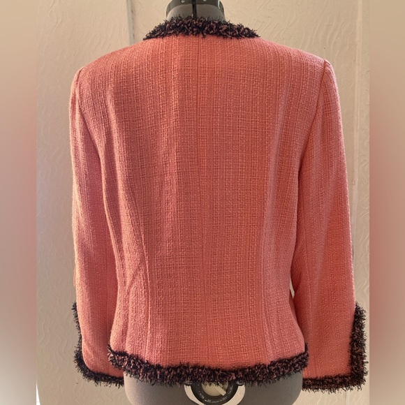 NWOT apt.9 Pink Tweed Jacket with black Trim detailed sleeve size 14 - Picture 4 of 16